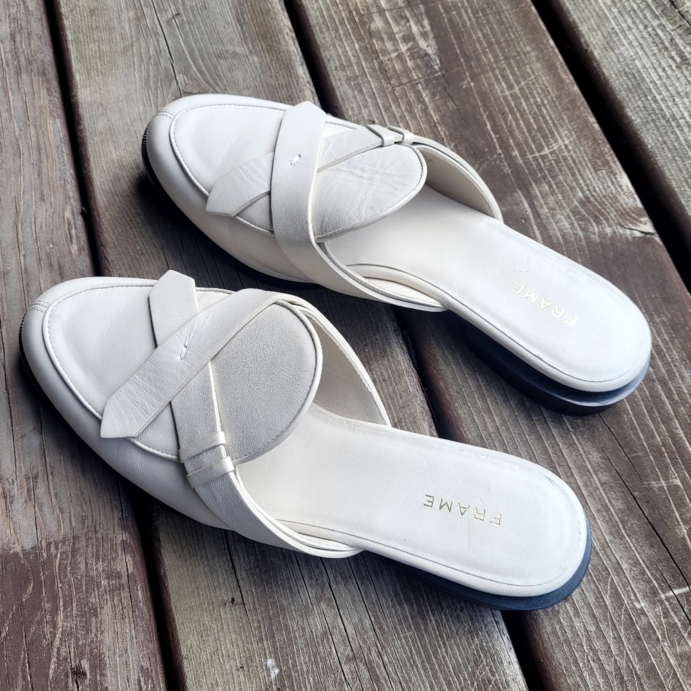 Frame Larchmont White Mules- size 7.5 or 8- EU38.5 - Picture 2 of 5